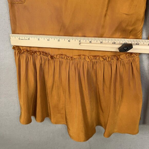 Cinq a Sept Pants Womens Medium Mustard Nuluu Bow Ruffle Tiered Cargo Wide Leg - Picture 13 of 16